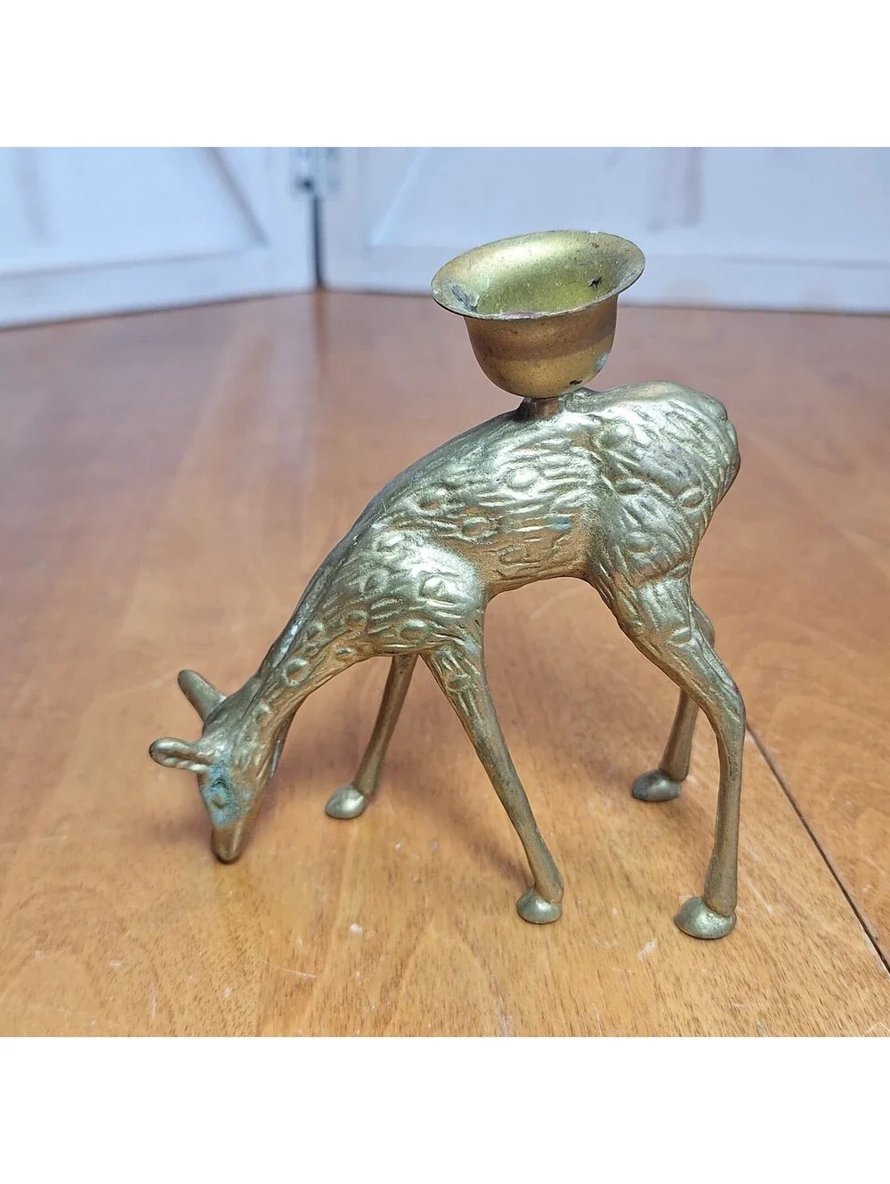 Vintage Brass Deer Candle Holder 4.75